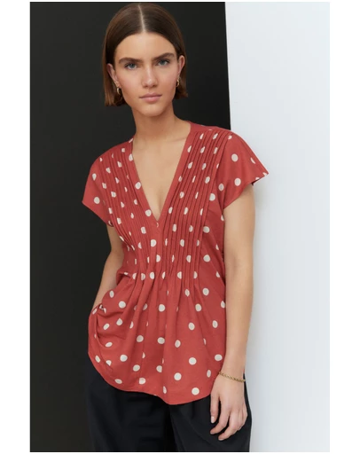 NEXT - Pintuck V-Neck Top