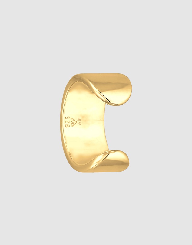 Kuzzoi - ICONIC EXCLUSIVE - Earrings Men Single Earcuff Basic Trend in 925 Sterling Silver Gold Plated
