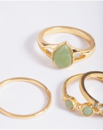 Lovisa - Gold Plated Diamante Pear Ring Stack Pack
