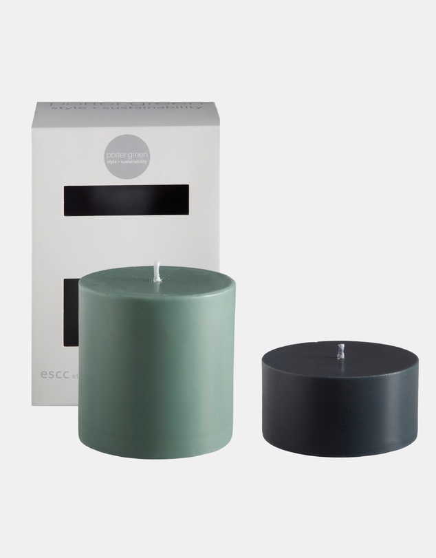 porter green - escc large pillar candle soy-blend unscented candles
