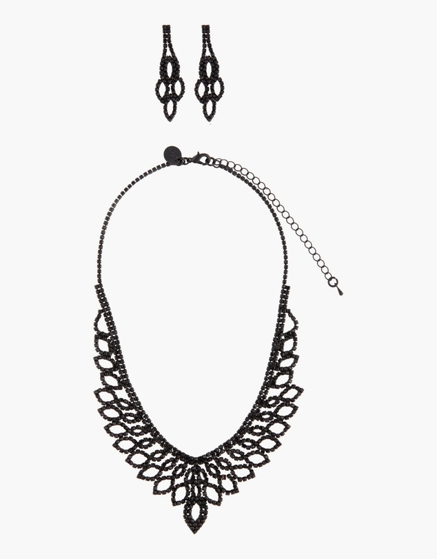 Lovisa - Black Decorative Cup Chain Earrings Necklace Set