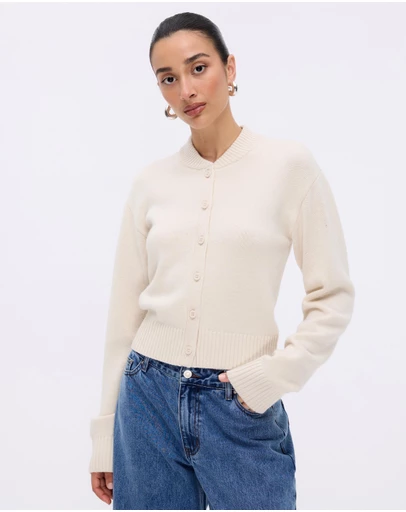 Minima Esenciales - Alma Wool Cashmere Blend Knit Bomber Cardigan
