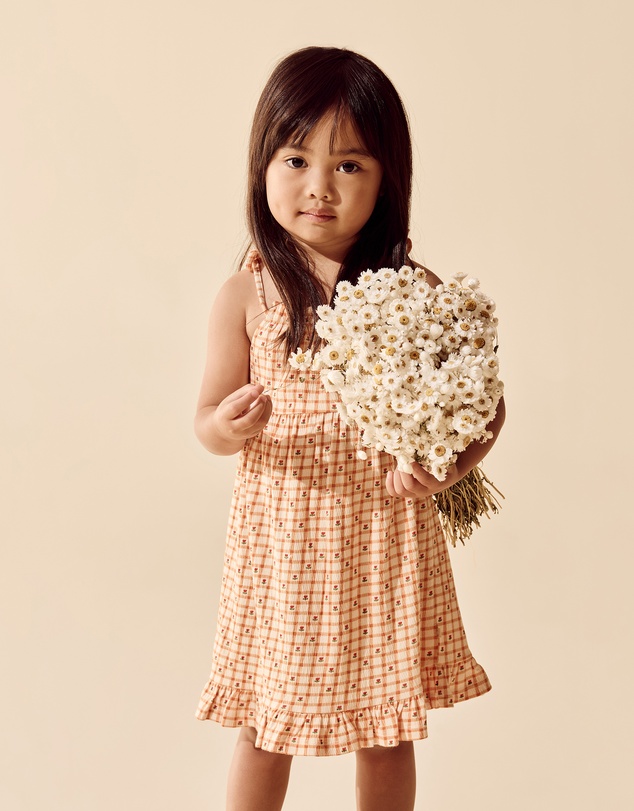 Wilson & Frenchy - Checkerberry Organic Crinkle Ruffle Dress - Babies-Kids
