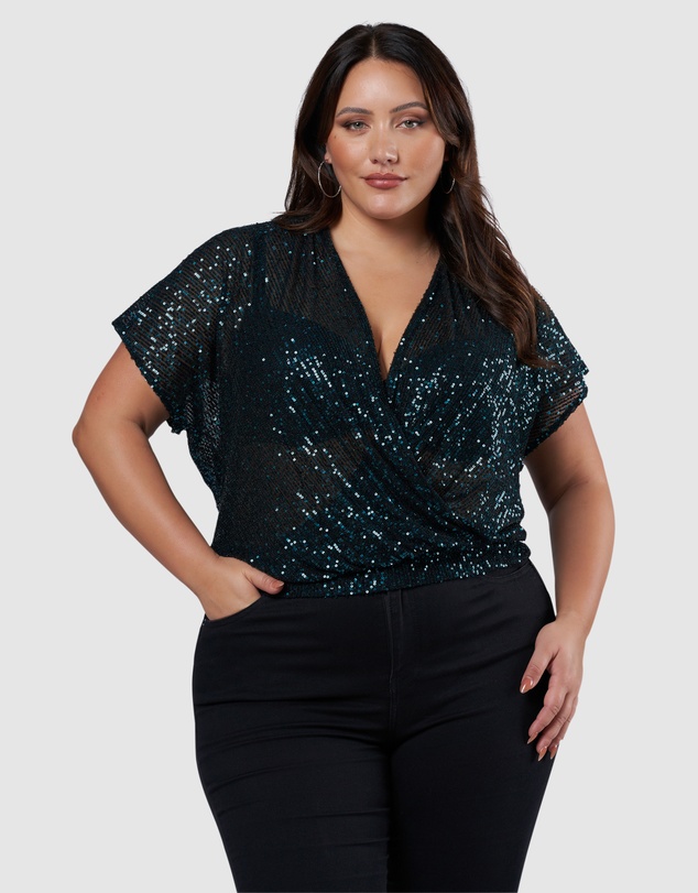 Pink Dusk by Curve Project - Flashy Sequin Top