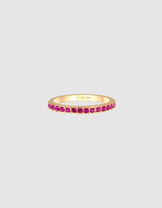 Elli Jewelry - Pink Crystal Band Ring in Gold-Plated 925 Silver