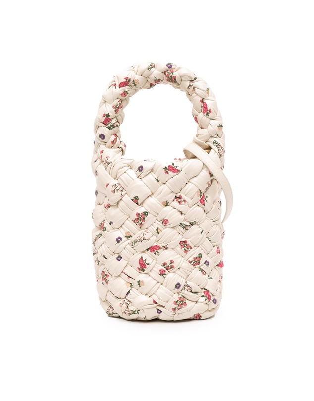 Pre-Loved by Azura Reborn - Pre-Loved Small Floral Printed Leather Intrecciato Kalimero Bucket Bag