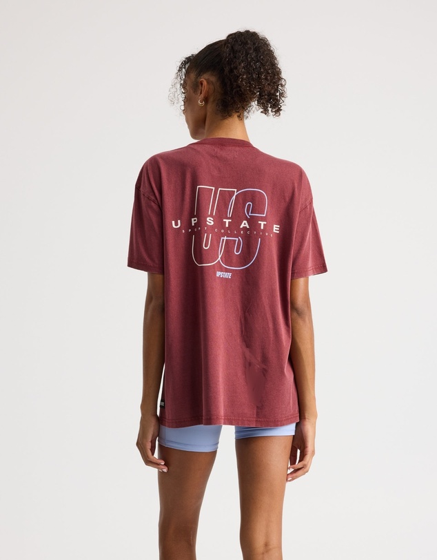 Upstate - Thrive Tee - Warm Cherry Snow Wash