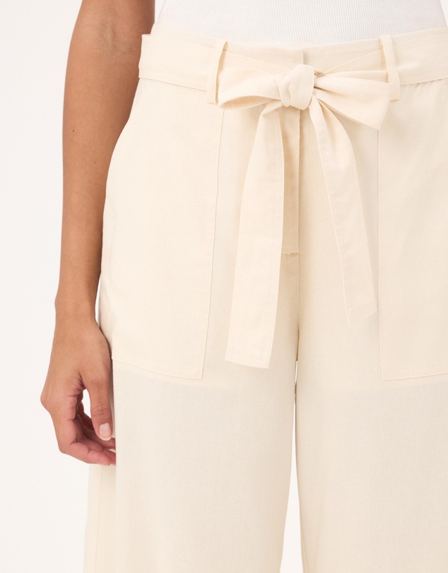 Atmos&Here - Ava Linen Blend Tie Waist Wide Leg Pants
