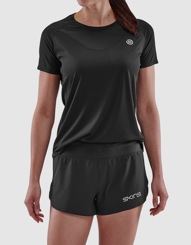 SKINS - SKINS Women's Series-3 Activewear Short Sleeve Top Black