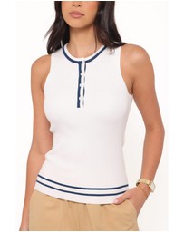 Petal & Pup - Marion Henley Knitted Tank Top - White