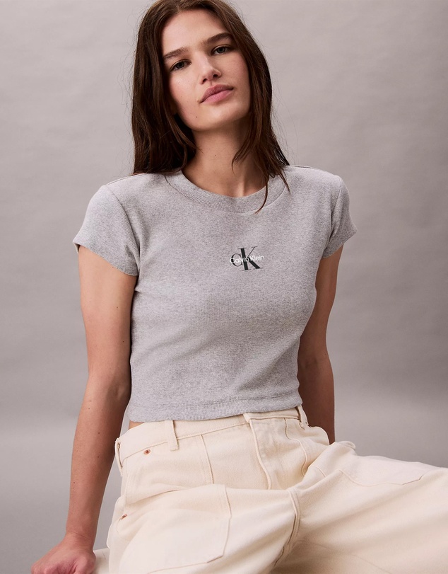 Calvin Klein Jeans - Monogram Logo Ribbed Baby Tee