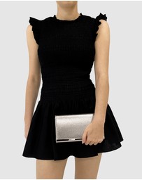 Olga Berg - Maddie Metallic Embossed Foldover Clutch