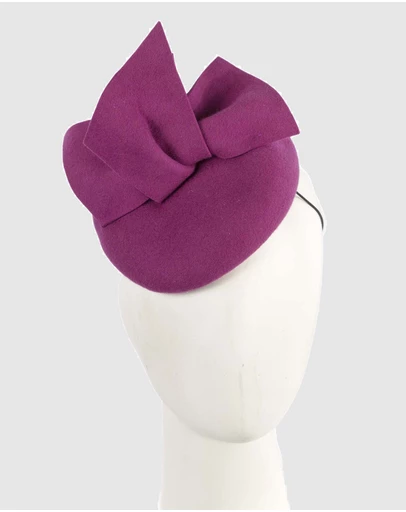 Max Alexander - Winter Fuchsia Felt Pillbox with Bow