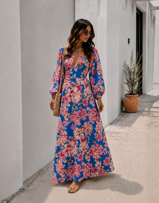 Esther & Co - Ezmeralda Dress - Cobalt Blossom