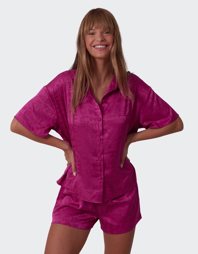Bras N Things - Jacqui Short Sleeve Shirt - Magenta