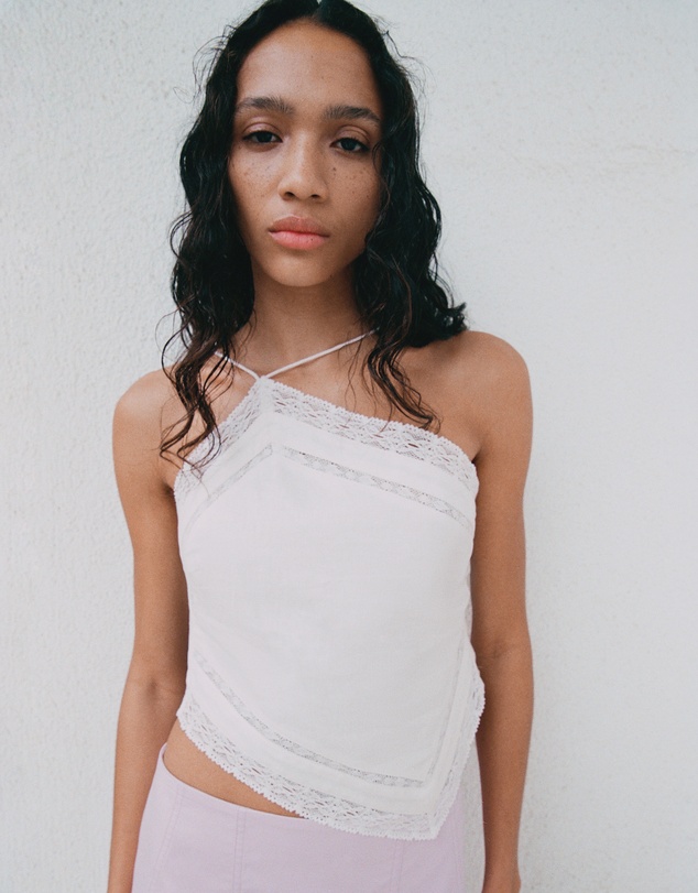 M.N.G - Linen Top with Lace Details