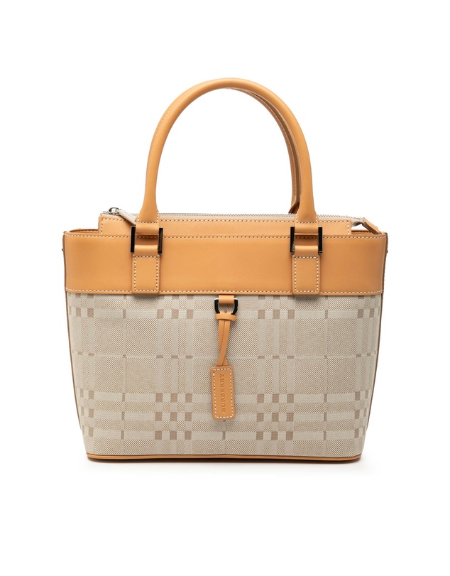 Pre-Loved by Azura Reborn - Pre-Loved Leather Trimmed Tonal Check Canvas Handbag