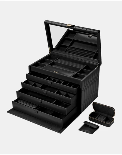 Wolf - WOLF Lauren Extra Large jewellery Box Black