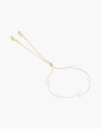 Lovisa - Gold Plated Freshwater Pearl Station Toggle Bracelet