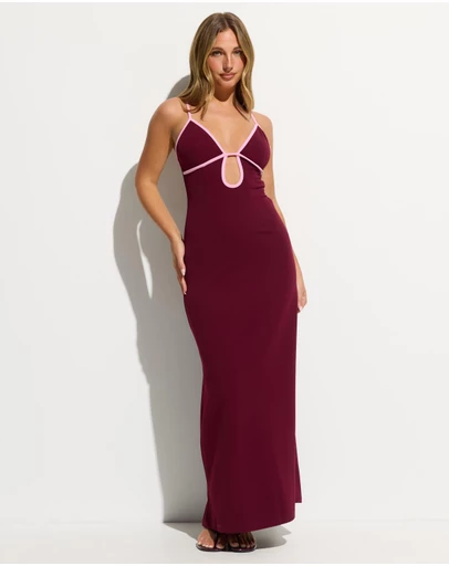 Dazie - Julietta Plunge Keyhole Contrast Crepe Maxi Dress