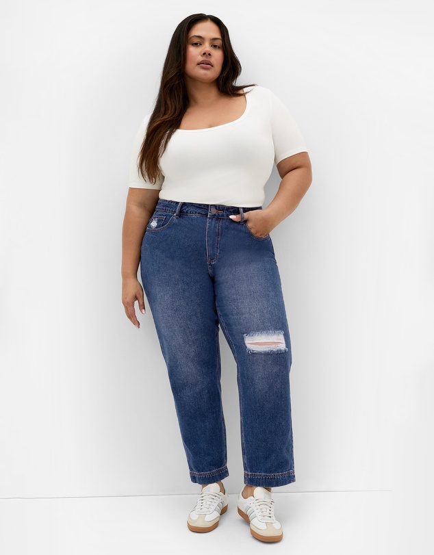 City Chic - Plus size Harley Fit Kenia Straight Jean - mid wash