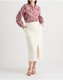 David Lawrence - Janis Linen Blend Column Skirt
