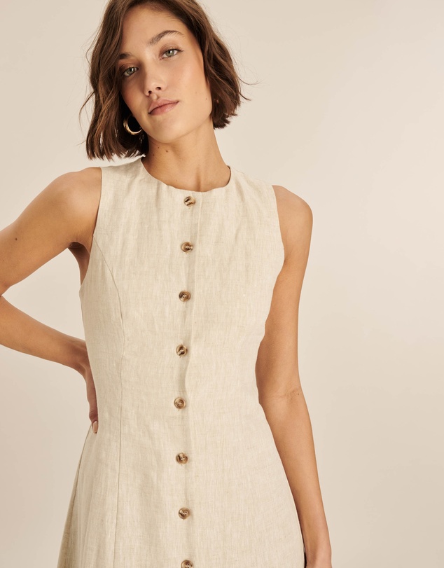 AERE - Violet Linen Button Down Midi Dress