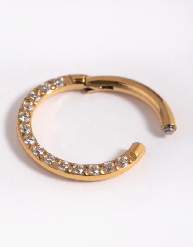 Lovisa - Gold Plated Titanium Cubic Zirconia Clicker Ring