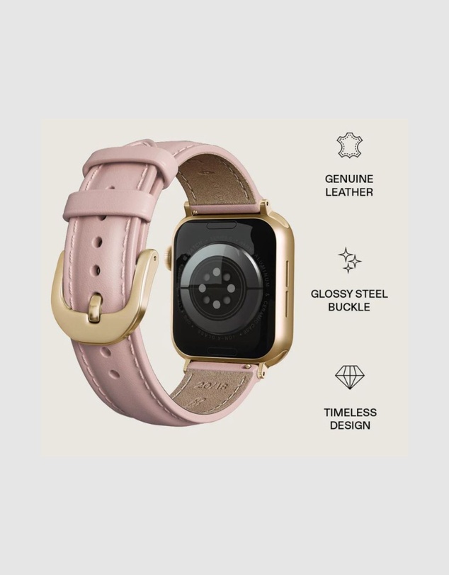 Burga - Burga Apple Watch 42/44/46/49 Leather Band - Gold Clasp Pink
