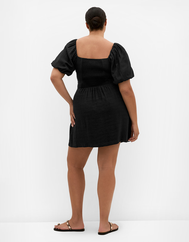 City Chic - Plus size Lora Puff Sleeve Mini Dress - black