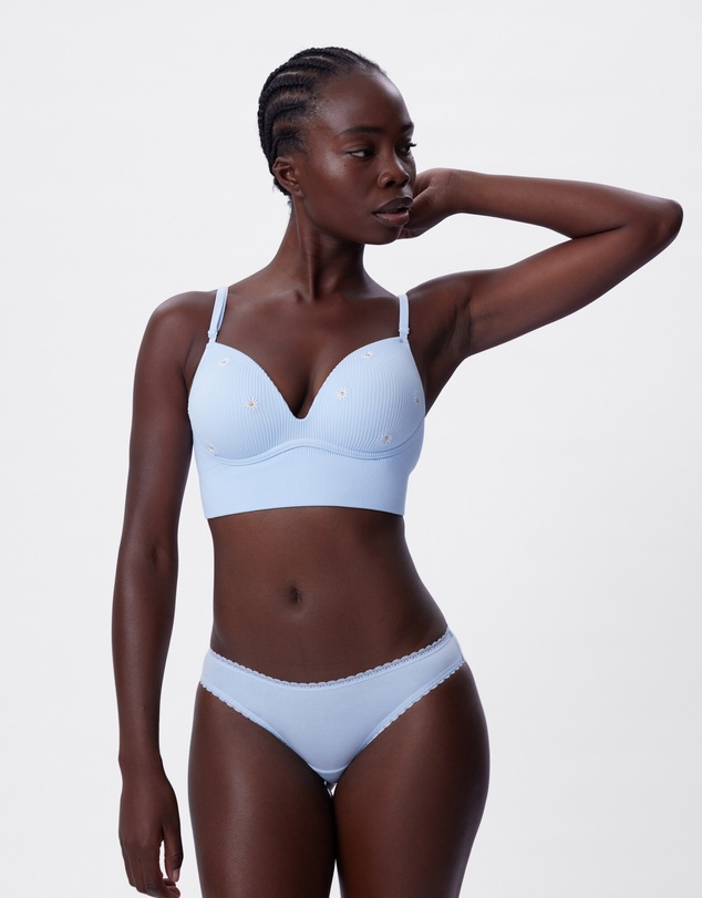 Bras N Things - Daisy Chain Wirefree L/Line Bra - Light Blue