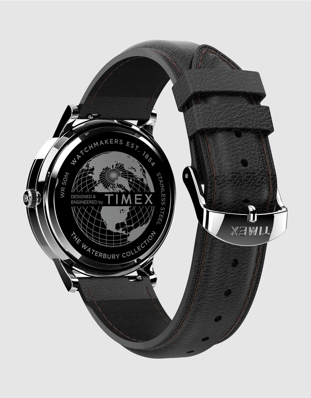 TIMEX - Timex Waterbury Classic 40mm Stainless Steel Case with Black Leather Strap