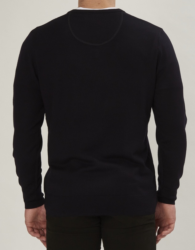 3 Wise Men - 3 Wise Men Fisher V Neck Merino Knit - Navy