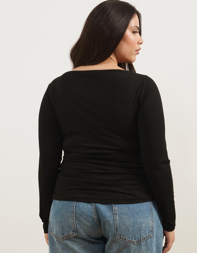 Atmos&Here Curvy - Etta Boat Neck Draped Top