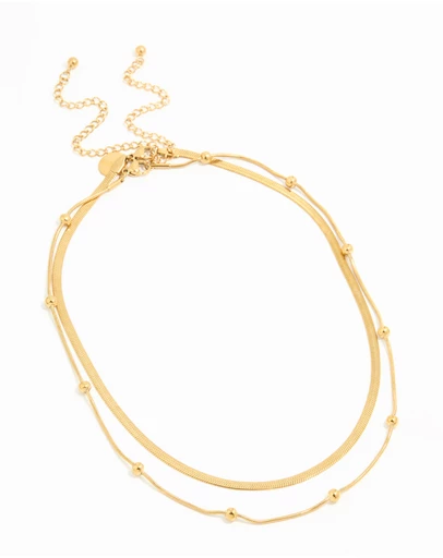 Lovisa - Waterproof Gold Plated Stainless Steel Ball Chain Layered Necklace