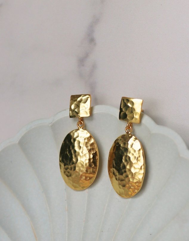 Ottoman Hands - Desiree Hammered Drop Stud Earrings