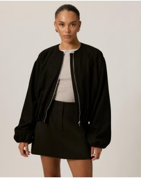 Tussah - Luna Wool Blend Cropped Bomber Jacket
