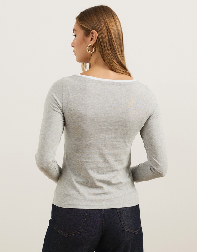 Atmos&Here - Contrast Long Sleeve Organic Cotton T-Shirt