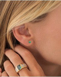 Elli Jewelry - Earrings Stud Emerald Drop 925 Sterling Silver Gold-Plated