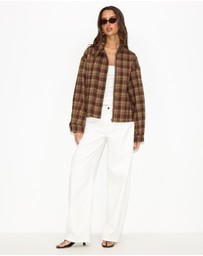 Dazie - Isla Funnel Neck Check Bomber Jacket