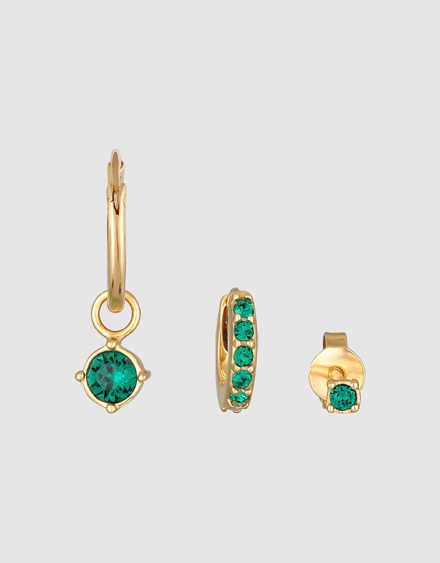 Elli Jewelry - Crystal Earring Set in Gold-Plated 925 Silver