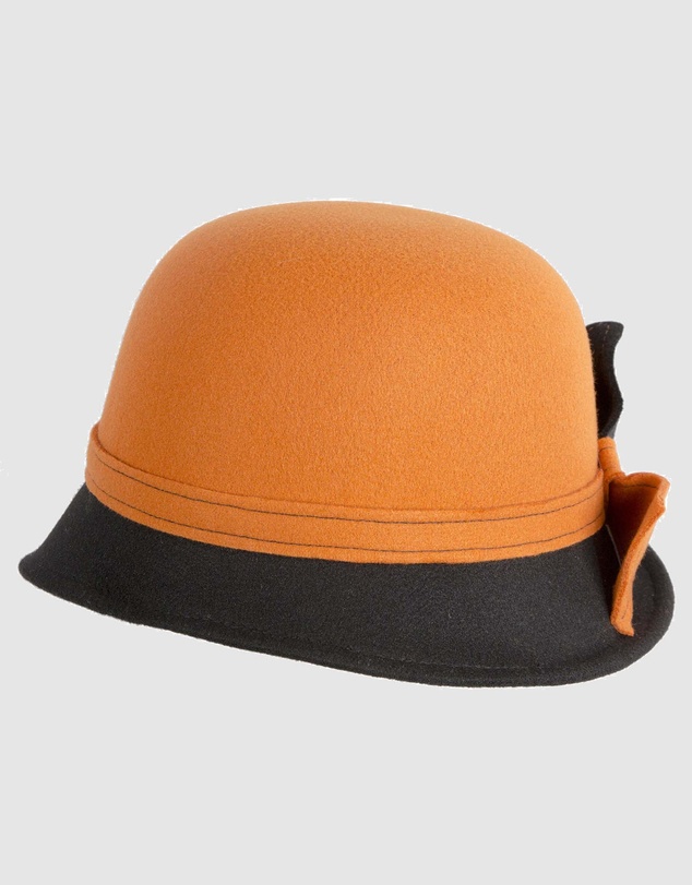 Max Alexander - Winter Felt Orange/Black Cloche Hat
