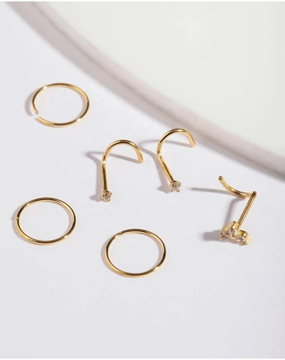 Lovisa - Gold Snake Diamante Nose 6-Pack
