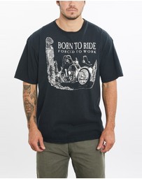 Vintage by The Real Deal - Pre Loved - Vintage 90s 'Born to Ride - Forced to Work' Tee