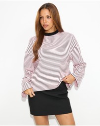 Dazie - Nostalgia Stripe Oversized LS Tee