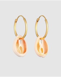 Elli Jewelry - Earrings Creoles Trend with Kauri Shell in 925 sterling silver gold plated