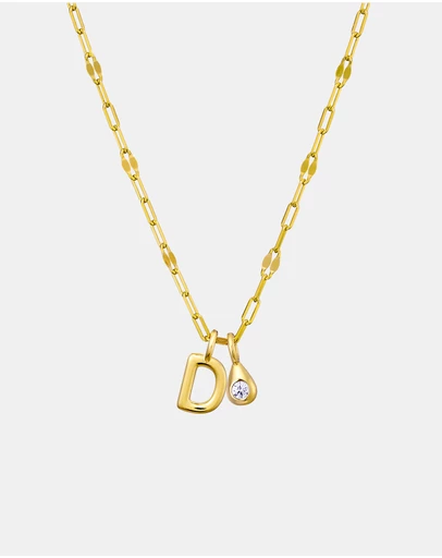 Zoe Olivia - 14K Gold Vermeil Imprint Initial D Cubic Zirconia Necklace
