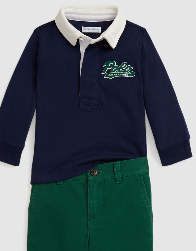 Polo Ralph Lauren - Logo Cotton Rugby Shirt & Chino Pants Set - Babies
