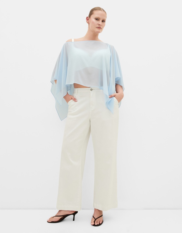 City Chic - Plus size Sheer Chiffon Poncho - sky blue