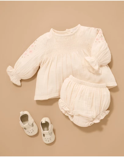 Purebaby - Embroidered Blouse- Kids-Babies